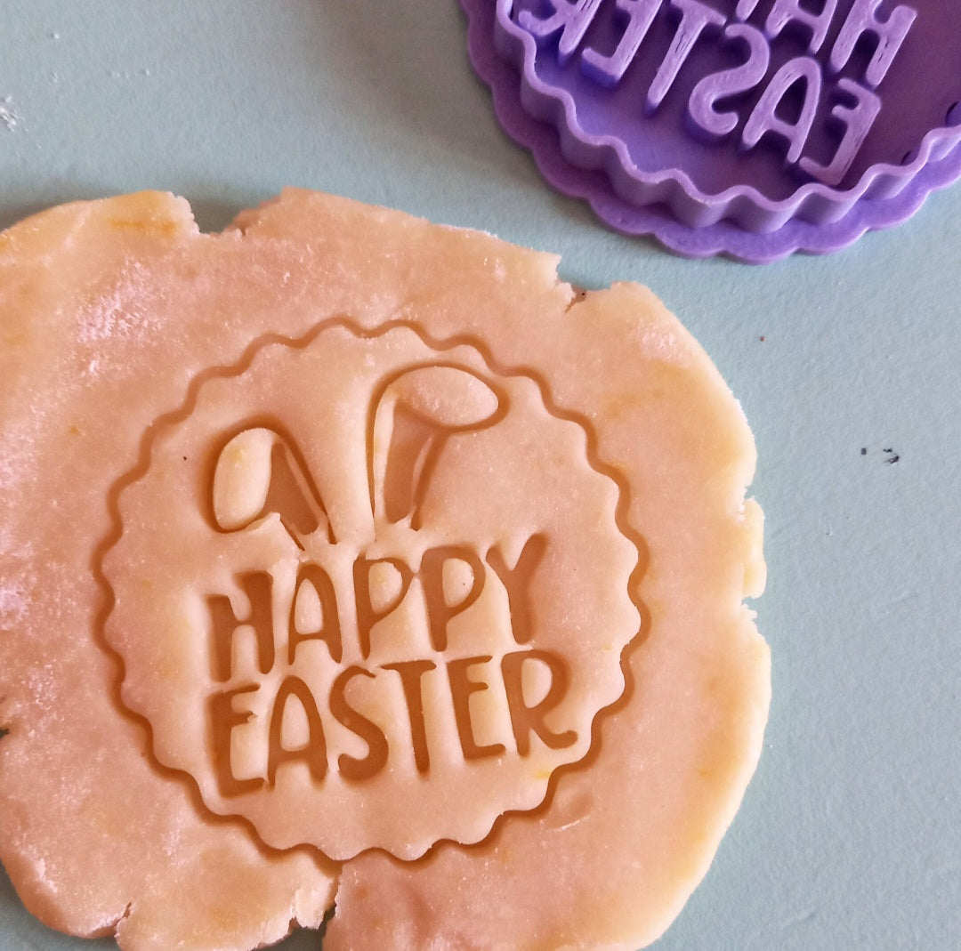 Stampo per biscotti a forma di Happy Easter orecchie coniglio