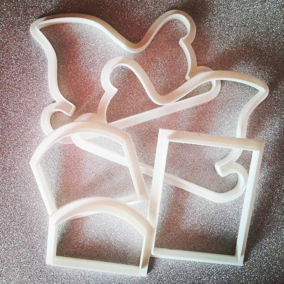 Stampo per biscotti a forma di Set slitta + Renna (7 pz)