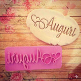 Stampo per biscotti a forma di Timbro Auguri con cuore