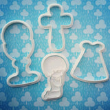 Stampo per biscotti a forma di Set battesimo maschio o femmina (4 pz)
